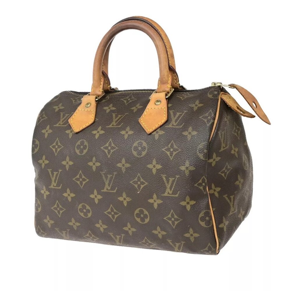 LOUIS VUITTON Speedy 25 Travel Hand Bag Monogram Leather Brown